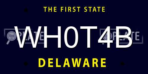 WH0T4B Delaware License Plate