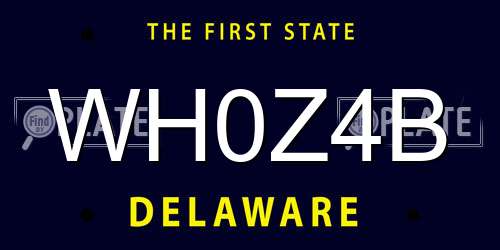 WH0Z4B Delaware License Plate