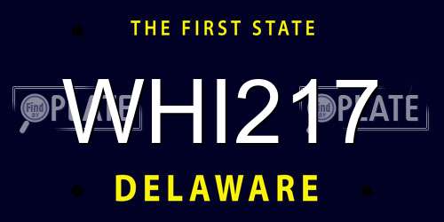 WHI217 Delaware License Plate