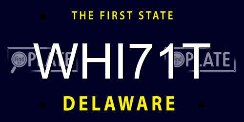 WHI71T Delaware License Plate