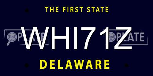 WHI71Z Delaware License Plate
