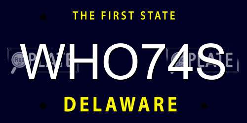 WHO74S Delaware License Plate