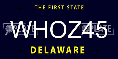 WHOZ45 Delaware License Plate