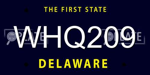 WHQ209 Delaware License Plate