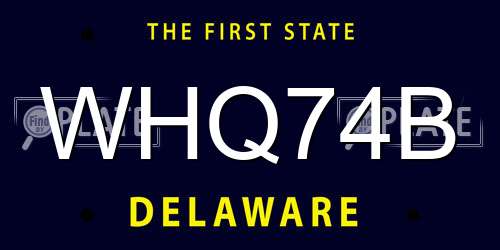 WHQ74B Delaware License Plate