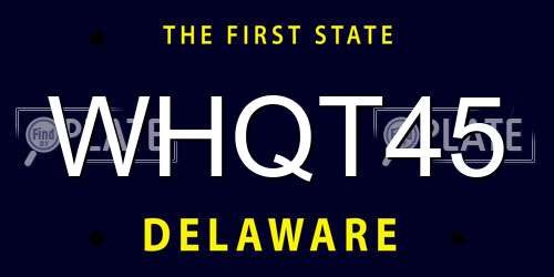 WHQT45 Delaware License Plate