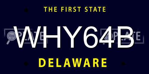 WHY64B Delaware License Plate
