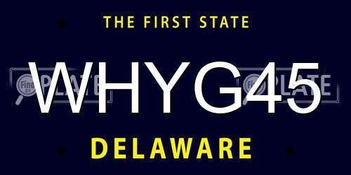 WHYG45 Delaware License Plate