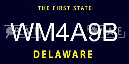 WM4A9B Delaware License Plate