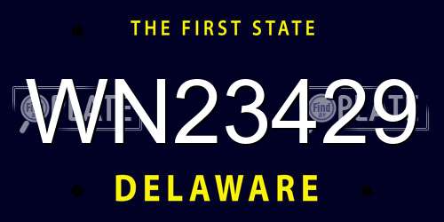 WN23429 Delaware License Plate