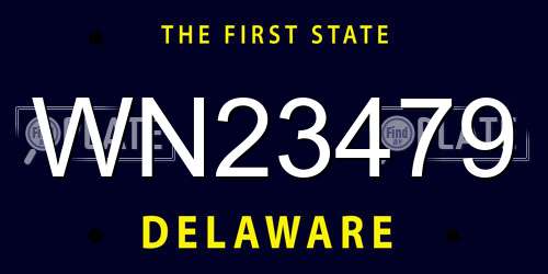 WN23479 Delaware License Plate