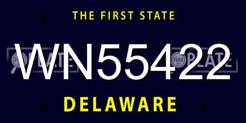 WN55422 Delaware License Plate