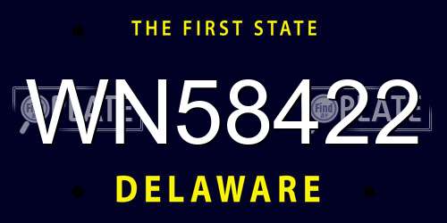 WN58422 Delaware License Plate
