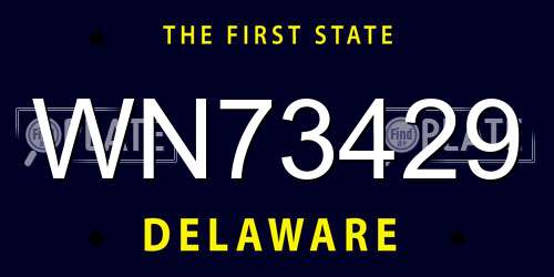 WN73429 Delaware License Plate