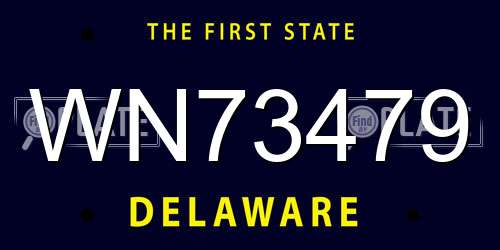 WN73479 Delaware License Plate