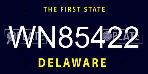 WN85422 Delaware License Plate