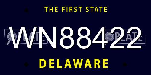 WN88422 Delaware License Plate