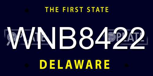 WNB8422 Delaware License Plate