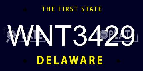 WNT3429 Delaware License Plate
