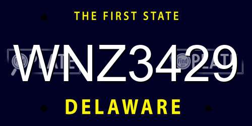 WNZ3429 Delaware License Plate