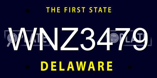 WNZ3479 Delaware License Plate