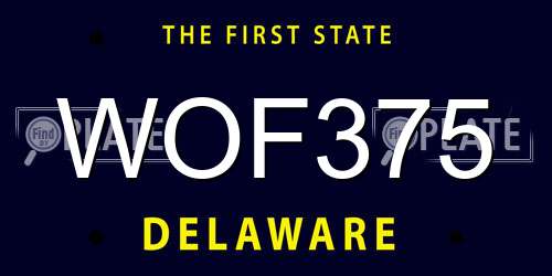 WOF375 Delaware License Plate