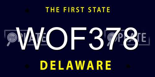 WOF378 Delaware License Plate