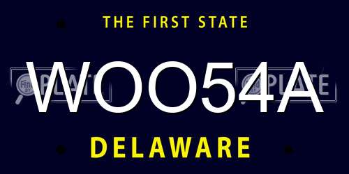 WOO54A Delaware License Plate