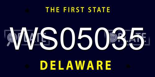 WS05035 Delaware License Plate