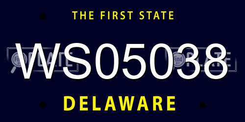 WS05038 Delaware License Plate