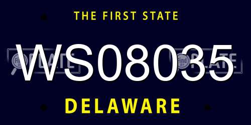 WS08035 Delaware License Plate