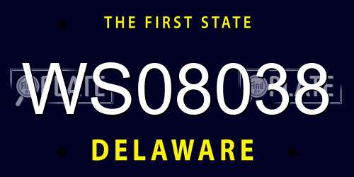 WS08038 Delaware License Plate
