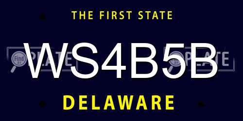 WS4B5B Delaware License Plate
