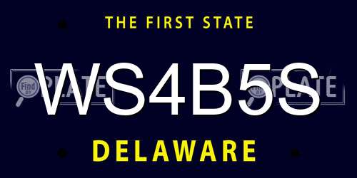 WS4B5S Delaware License Plate