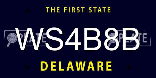 WS4B8B Delaware License Plate
