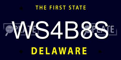 WS4B8S Delaware License Plate