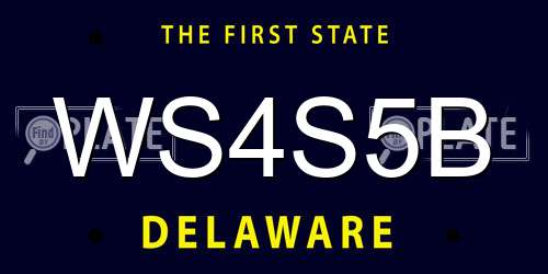 WS4S5B Delaware License Plate