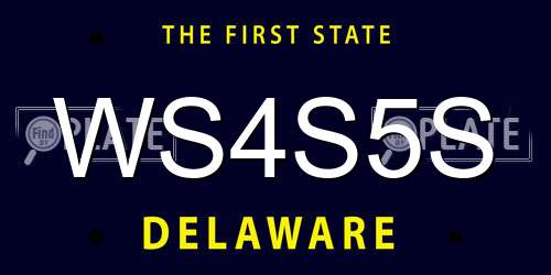 WS4S5S Delaware License Plate