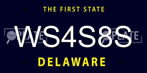 WS4S8S Delaware License Plate