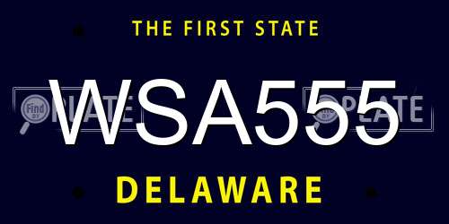 WSA555 Delaware License Plate