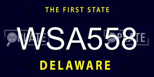 WSA558 Delaware License Plate