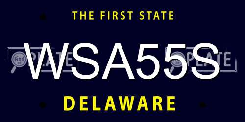 WSA55S Delaware License Plate