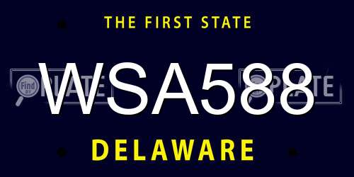 WSA588 Delaware License Plate