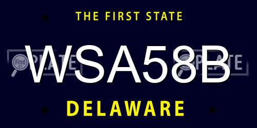 WSA58B Delaware License Plate