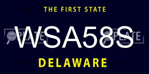 WSA58S Delaware License Plate