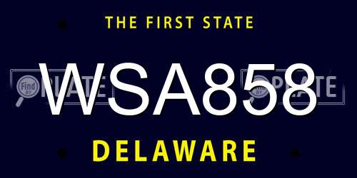 WSA858 Delaware License Plate