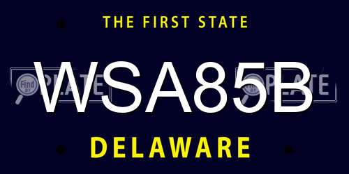 WSA85B Delaware License Plate