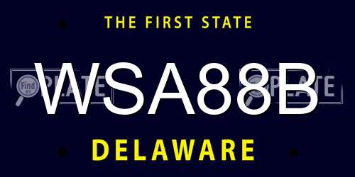 WSA88B Delaware License Plate