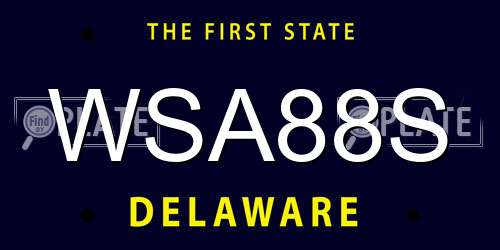 WSA88S Delaware License Plate