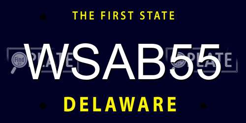 WSAB55 Delaware License Plate